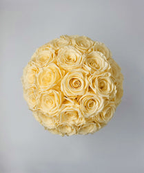 34 ROSES | WHITE ROUND BOX (CHAMPAGNE)