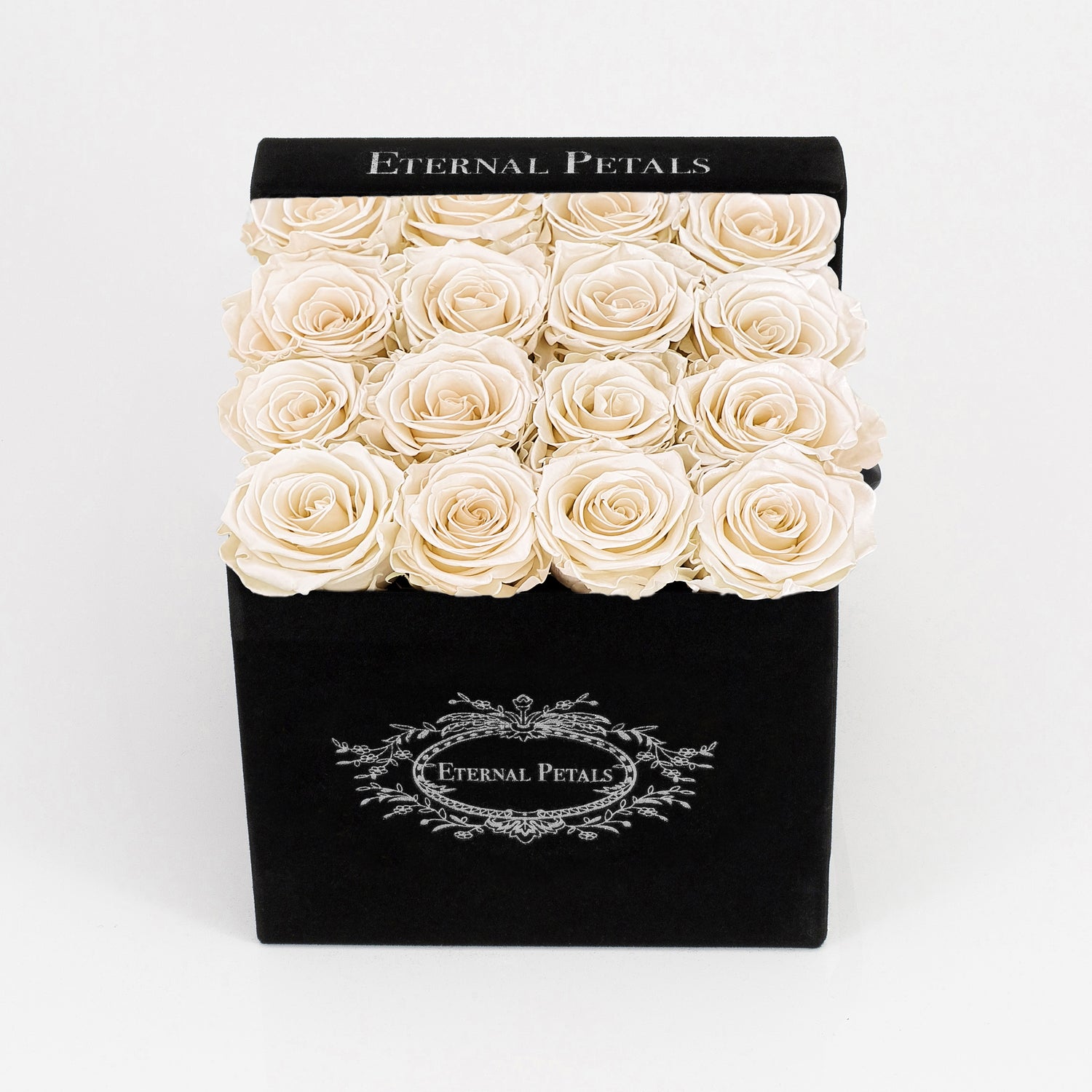 CHAMPAGNE SATIN | BLACK FLOWER BOX