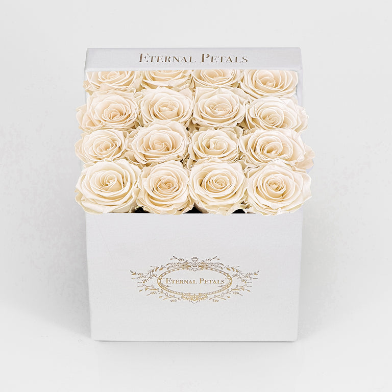 CHAMPAGNE SATIN | WHITE FLOWER BOX