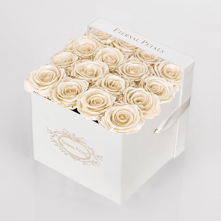 CHAMPAGNE SATIN | WHITE FLOWER BOX