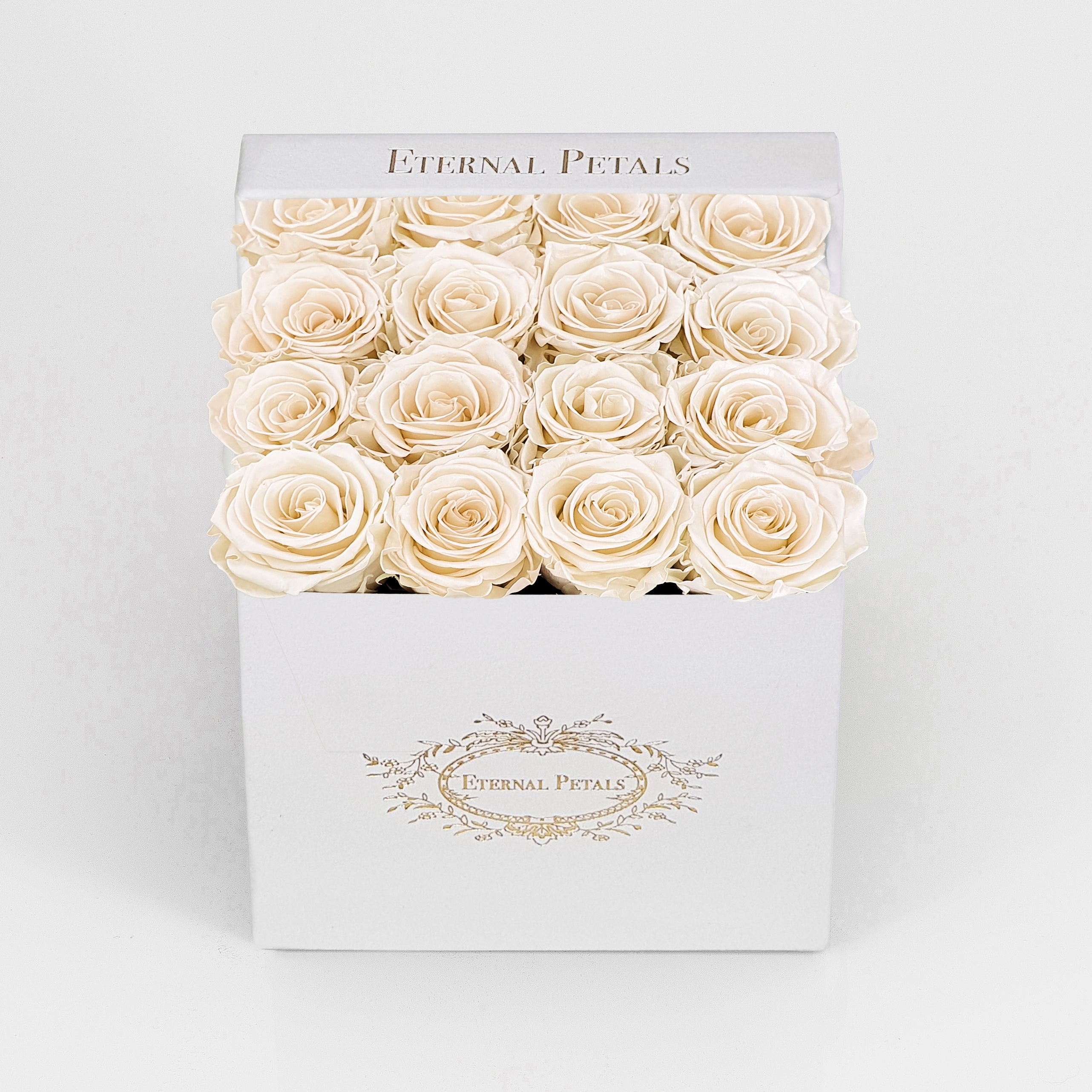 CHAMPAGNE SATIN | WHITE FLOWER BOX