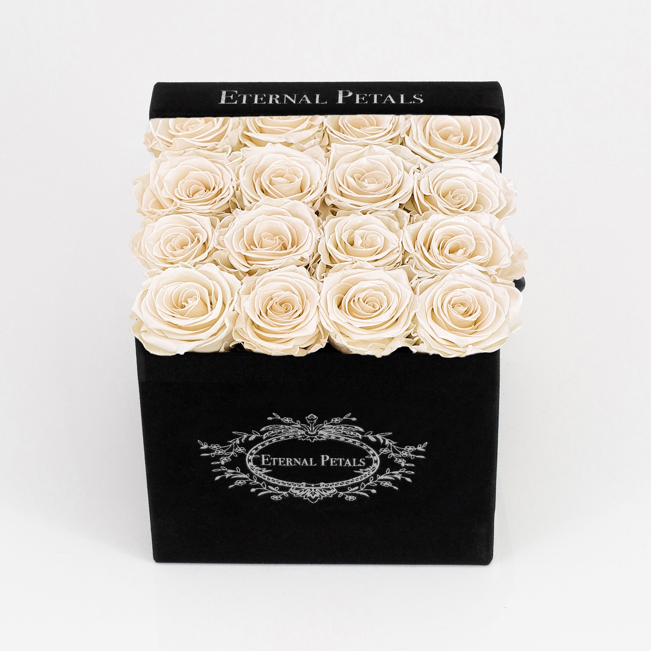 CHAMPAGNE SATIN | BLACK FLOWER BOX