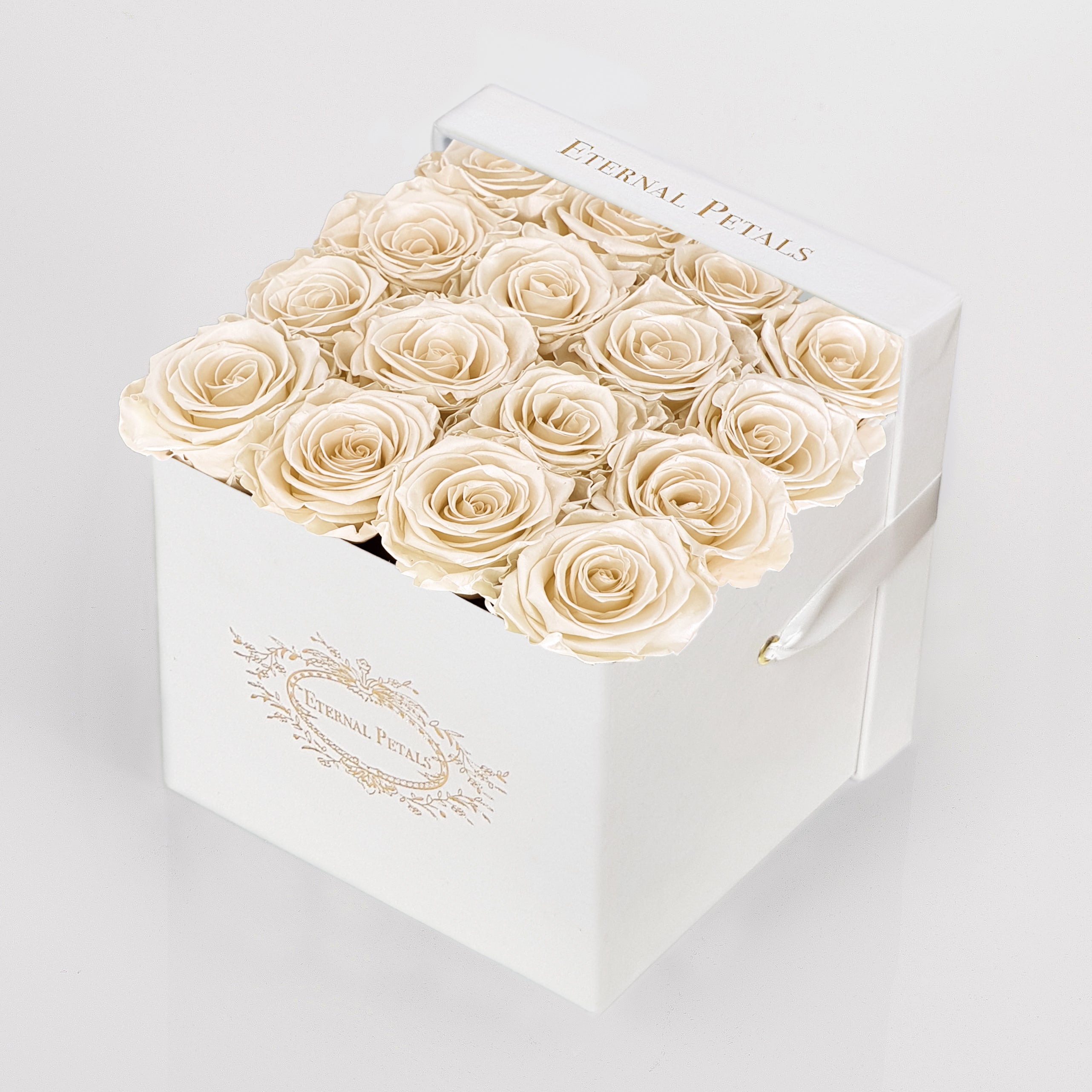 CHAMPAGNE SATIN | WHITE FLOWER BOX