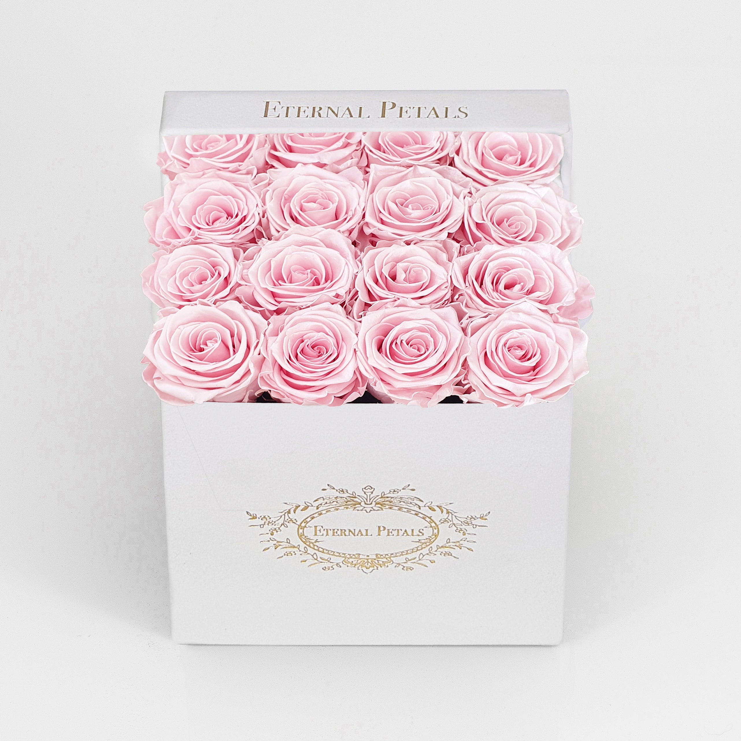 PINK SATIN ROSES IN WHITE FLOWER BOX | REAL ROSES THAT LAST ONE YEAR ...