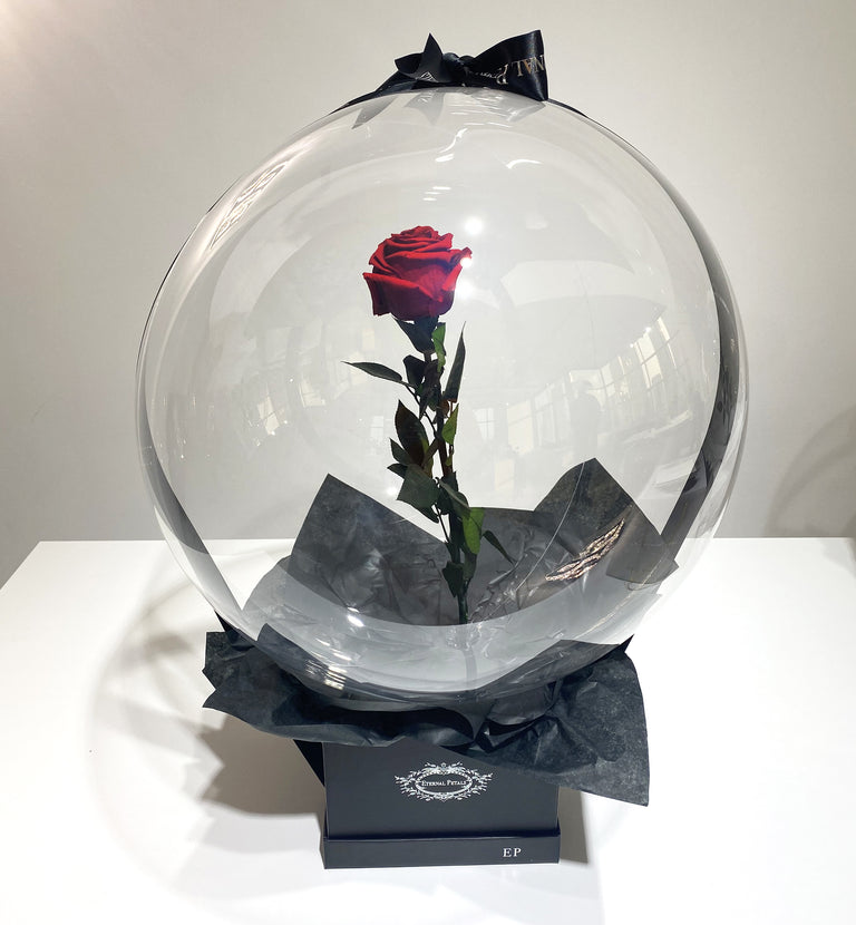 ROSE & BALLOON - BLACK FLOWER BOX