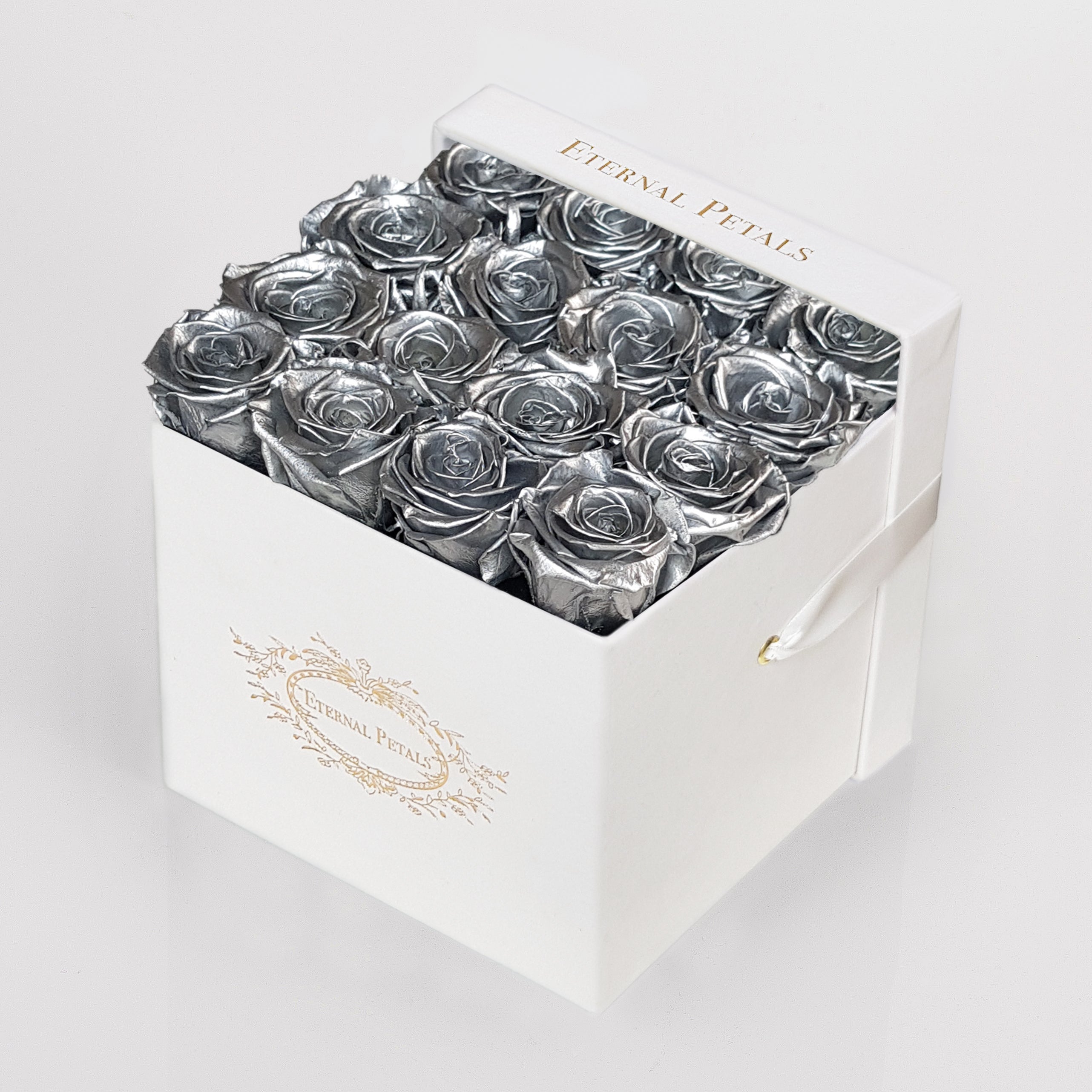 SILVER | WHITE FLOWER BOX