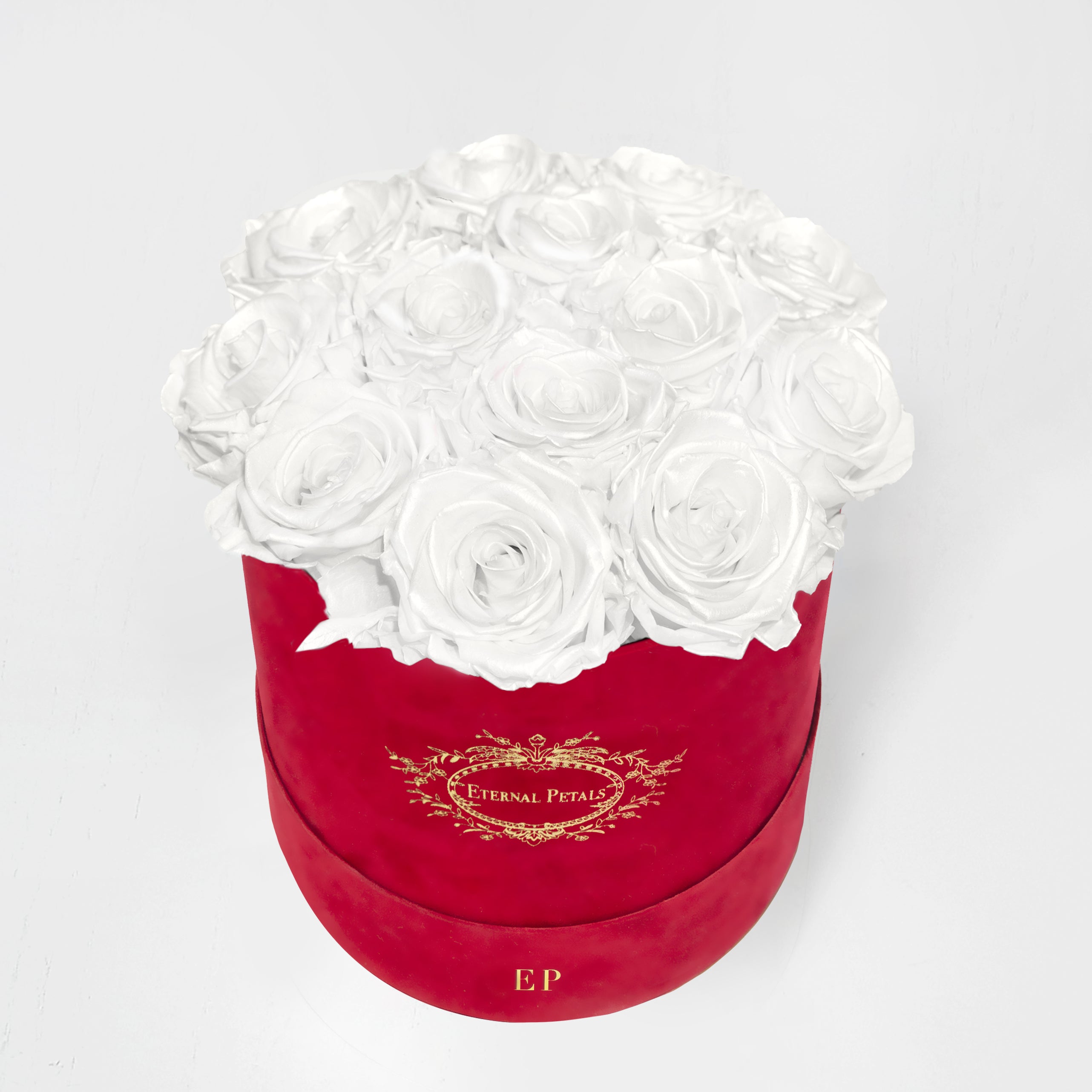 WHITE SATIN | ROUND RED